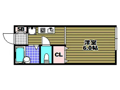 アメニティハイム(1K/2階)の間取り写真