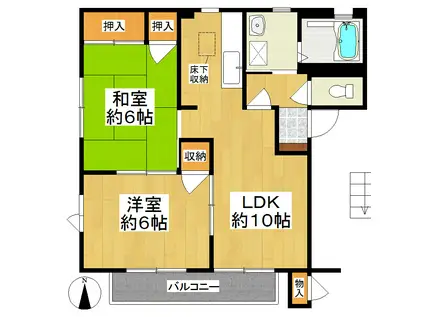 シュープレーム(2LDK/1階)の間取り写真