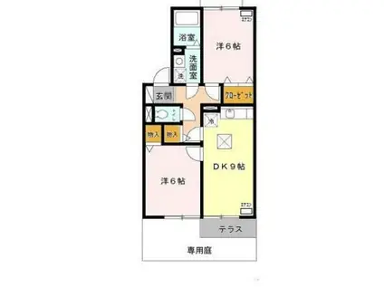 パインズコート(2DK/1階)の間取り写真