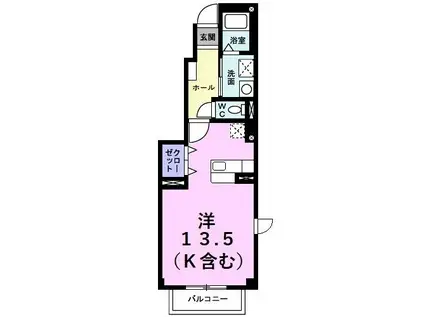 ブレイヴシンメイ(ワンルーム/1階)の間取り写真