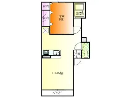 サンタバーバラ A(1LDK/2階)の間取り写真