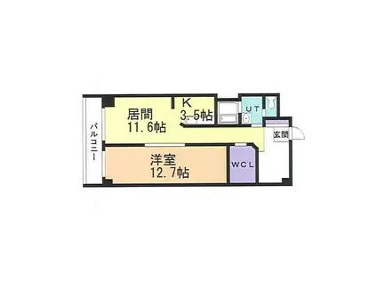 ハイマート宮の森(1LDK/4階)の間取り写真