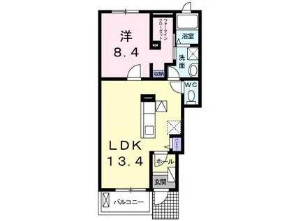 エスペランサ(1LDK/1階)の間取り写真