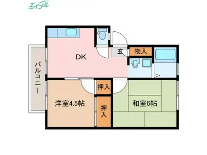 小林アーバンハイツ(2DK/2階)の間取り写真