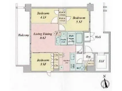 ライブカーサ西台(3LDK/10階)の間取り写真