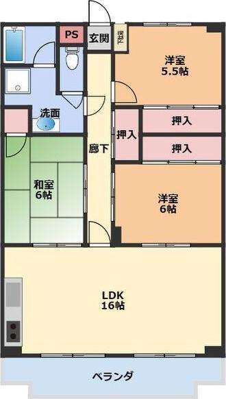 OS・SKYフレックス藤が丘(3LDK/5階)の間取り写真