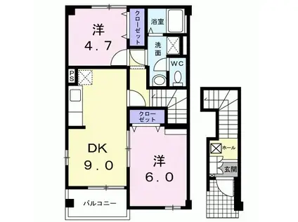 ポライトリ-A(2DK/2階)の間取り写真