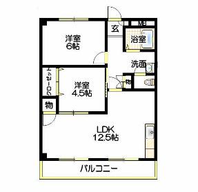 シャトレ北川(3DK/1階)の間取り写真