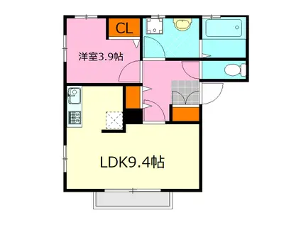 パーシモン霞(1LDK/1階)の間取り写真