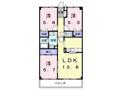 ヴィラアネックス(3LDK/3階)の間取り写真