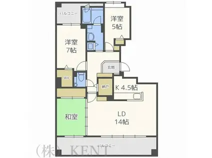 ライオンズマンション知事公館前(3LDK/13階)の間取り写真