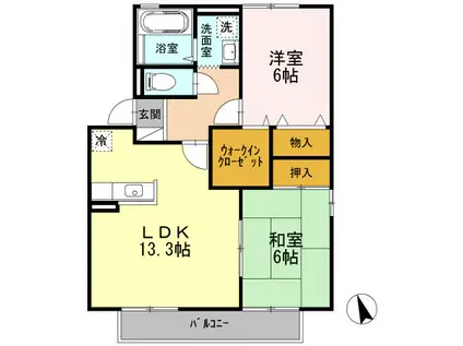 ジュネス II(2LDK/1階)の間取り写真