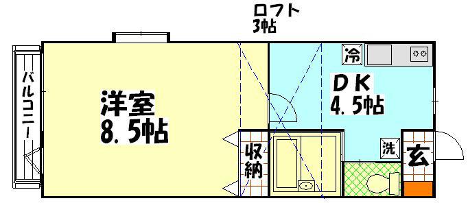 クラウンハイツ3(1K/1階)の間取り写真