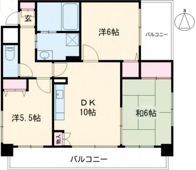サンライズエモト(3DK/3階)の間取り写真