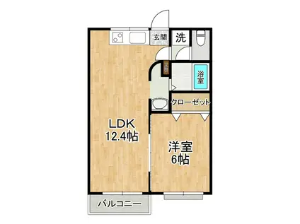 青山スプリーム(1LDK/2階)の間取り写真