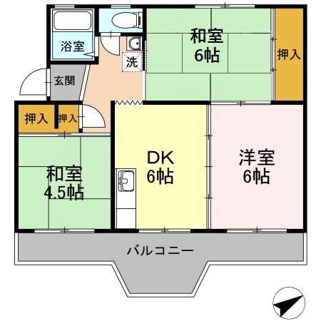 法月ハイツ(3DK/3階)の間取り写真