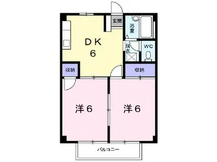 サンハイツ藤(2DK/2階)の間取り写真