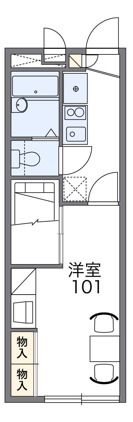 レオパレスKANBE(1K/1階)の間取り写真