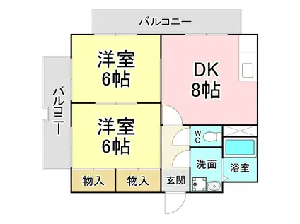 鼓舞姿館II(2DK/2階)の間取り写真
