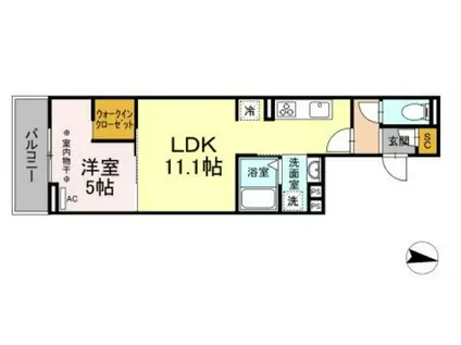 フェリシオ成子坂(1LDK/2階)の間取り写真