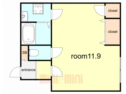 平野レジデンス(ワンルーム/2階)の間取り写真