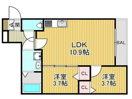 AVANTIO泉佐野(2LDK/1階)の間取り写真