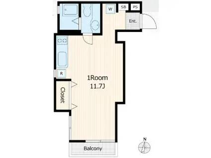 ハイツ高輪(ワンルーム/2階)の間取り写真