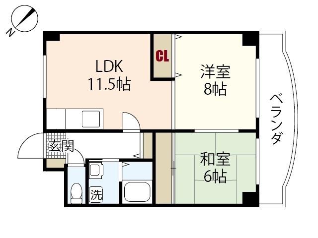 リバーサイド西口(2LDK/5階)の間取り写真