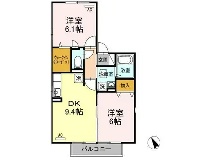 エミグラント(2DK/2階)の間取り写真