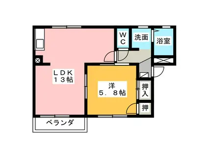 LIBERTY IWAMOTO B(1LDK/1階)の間取り写真