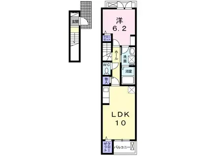 プチメゾン松和花壇(1LDK/2階)の間取り写真