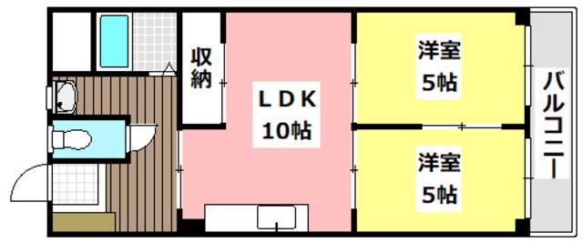双葉ビル(2LDK/4階)の間取り写真