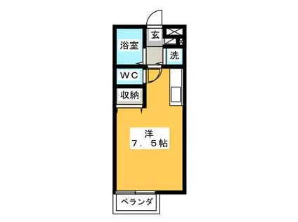 パサージュ A棟(ワンルーム/2階)の間取り写真