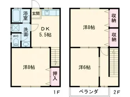 ハーモニーS A棟(3DK/1階)の間取り写真