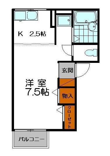 コーポ有明(1K/2階)の間取り写真