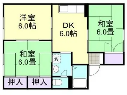 アンソレイユ尾崎A棟(3DK/1階)の間取り写真