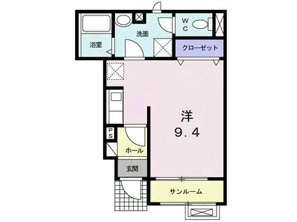 ラフレシール(ワンルーム/1階)の間取り写真