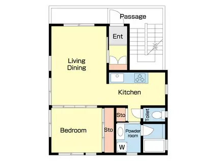 コウエイ玉造ビル(1LDK/2階)の間取り写真