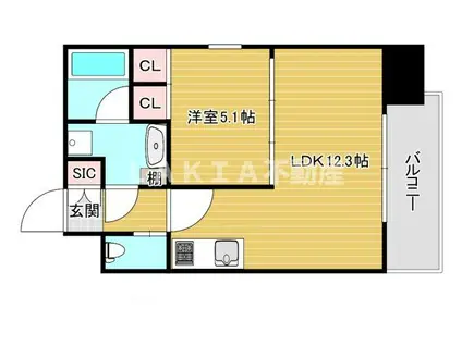 プレジオ阿波座(1LDK/8階)の間取り写真