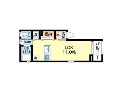 MARGUERITE南万代(ワンルーム/2階)の間取り写真