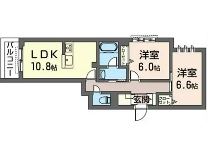 SAINT GRACE(2LDK/3階)の間取り写真