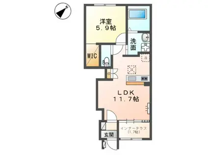 グランハイツN(1LDK/1階)の間取り写真