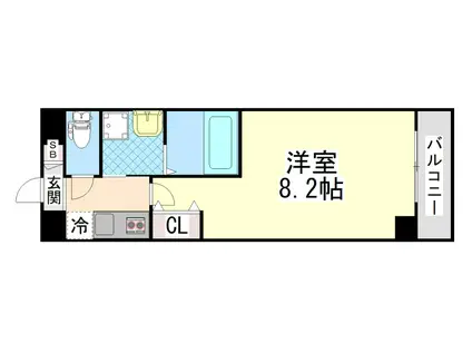 D-SQUARE深江本町(1K/1階)の間取り写真