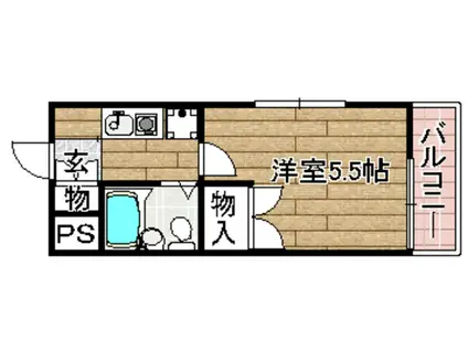 レリーサ真上(1K/2階)の間取り写真