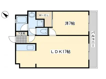 COZY三ヶ森A棟(1LDK/5階)の間取り写真