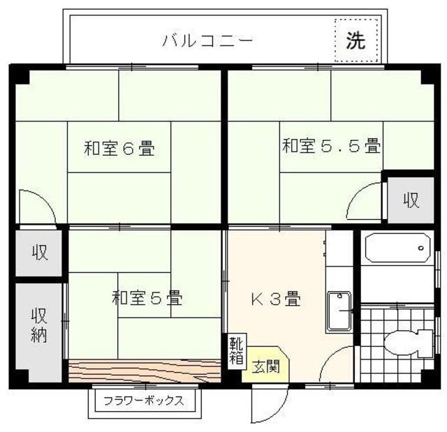豊ビル(3K/3階)の間取り写真