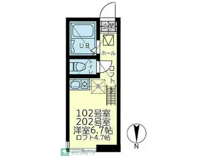 ユナイト新町ジルベール(ワンルーム/1階)の間取り写真