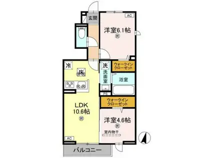 フォーゲルセレーノ A棟(2LDK/1階)の間取り写真