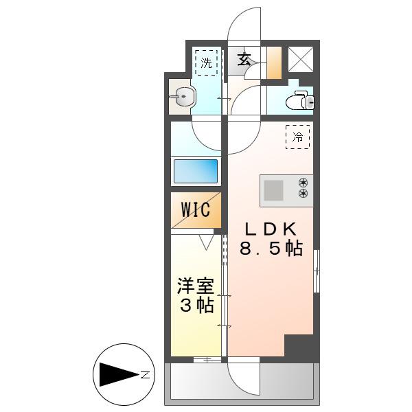 ルネフラッツ黒川II(1LDK/5階)の間取り写真