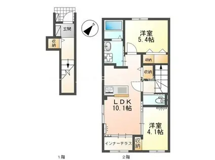 サンテラス(2LDK/2階)の間取り写真